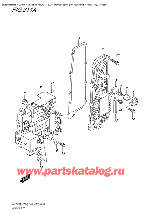 ������������ ��������, �� �������� �����, Suzuki DF115A TL / TX FROM 11503F-310001~ (E01) ������ 2013 ����, Rectifier