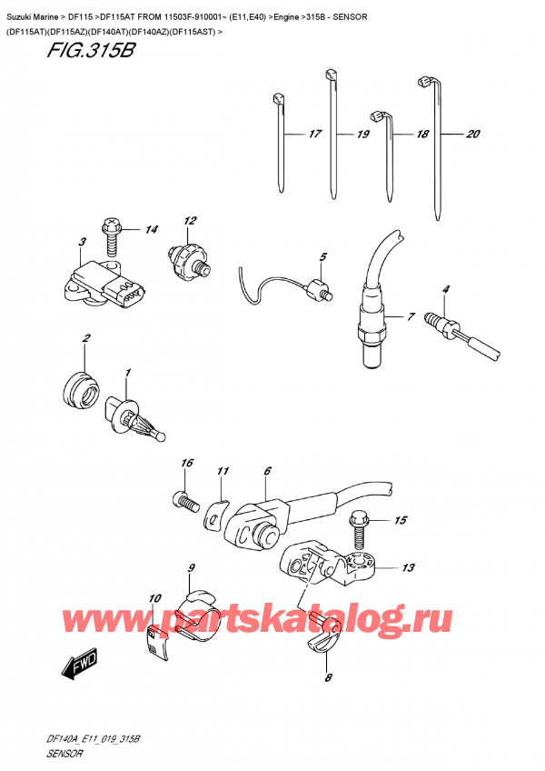  ,    , Suzuki DF115A TL / TX FROM 11503F-910001~ (E11),  (Df115At) (Df115Az) (Df140At) (Df140Az) (Df115Ast) - Sensor (Df115At)(Df115Az)(Df140At)(Df140Az)(Df115Ast)