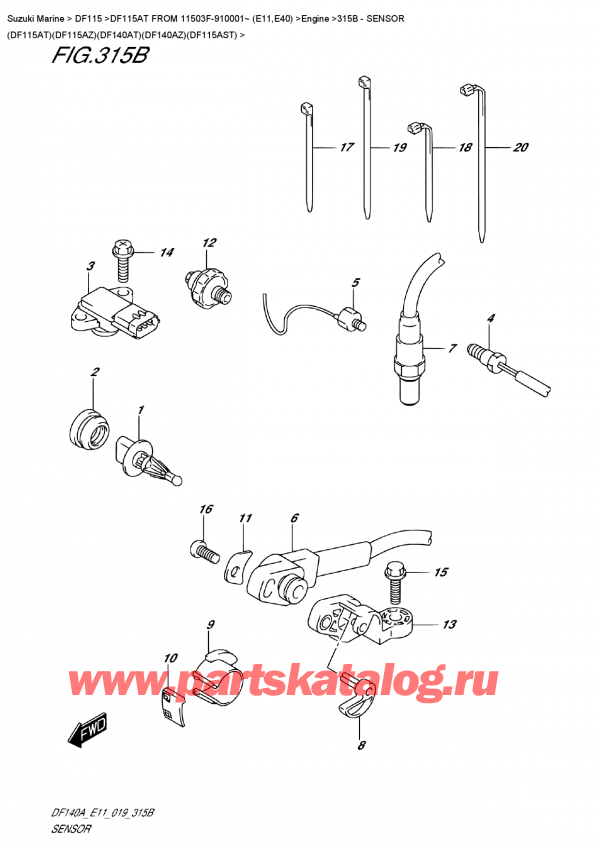  ,   , SUZUKI DF115A TL / TX FROM 11503F-910001~ (E11), Sensor (Df115At)(Df115Az)(Df140At)(Df140Az)(Df115Ast) /  (Df115At) (Df115Az) (Df140At) (Df140Az) (Df115Ast)