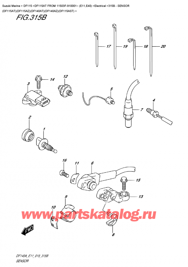 ��������, �� ��������� ���������, Suzuki DF115A TL / TX FROM 11503F-910001~ (E11) ������ 2019 ����, ������ (Df115At) (Df115Az) (Df140At) (Df140Az) (Df115Ast)