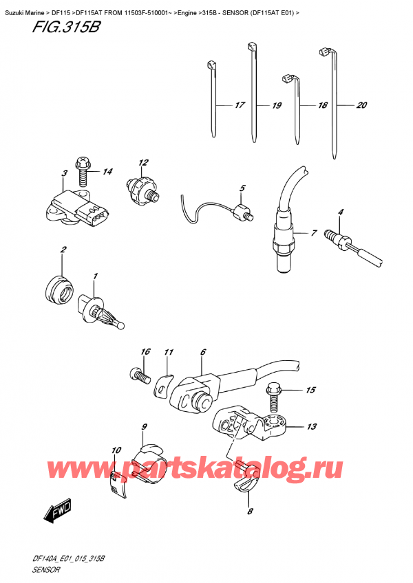 �������������, �� �������� �����, Suzuki DF115A TL FROM 11503F-510001~ (E01) ������ 2015 ����, ������ (Df115At E01)