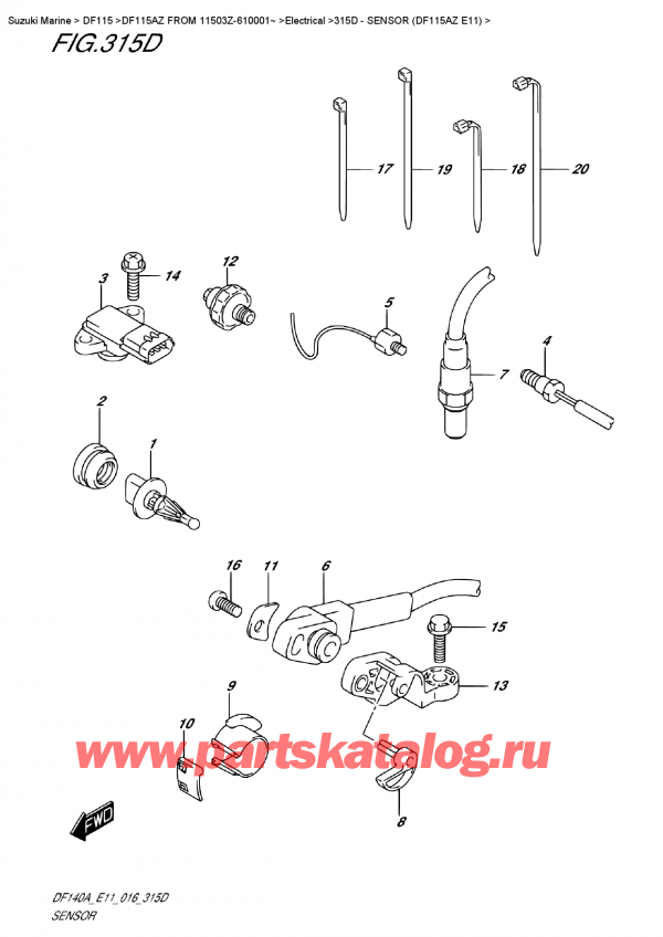  ,    , Suzuki DF115A ZL / ZX   FROM 11503Z-610001~   2016 , Sensor  (Df115Az E11)