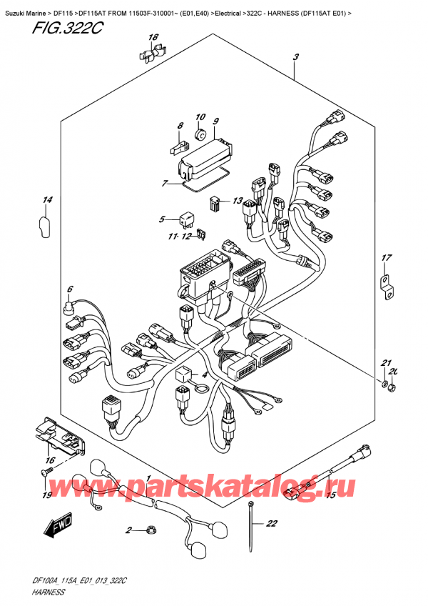 ,   ,  DF115A TL / TX FROM 11503F-310001~ (E01), Harness  (Df115At  E01)