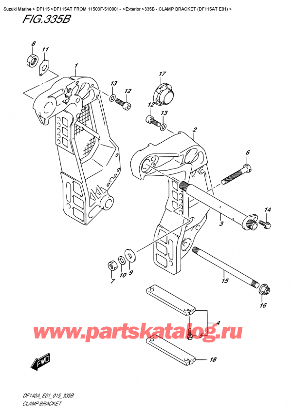 ,   , Suzuki DF115A TL FROM 11503F-510001~ (E01)  2015 , Clamp  Bracket (Df115At  E01) -   (Df115At E01)