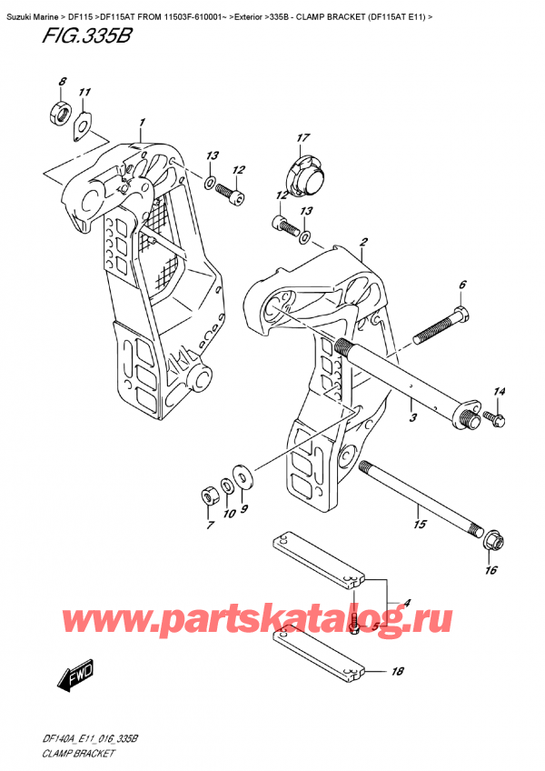 ,  , Suzuki DF115AT L/X FROM 11503F-610001~ (E11),   (Df115At E11) - Clamp  Bracket (Df115At  E11)