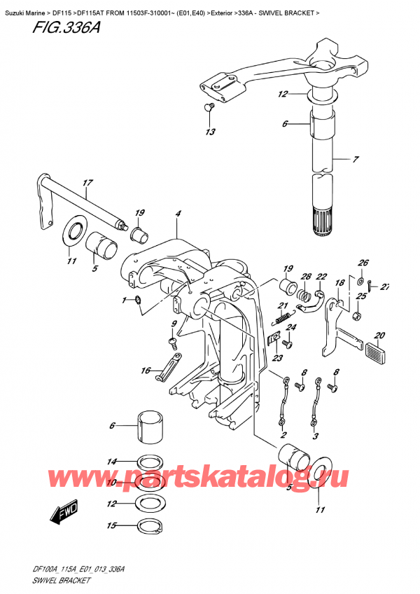   ,   , Suzuki DF115A TL / TX FROM 11503F-310001~ (E01), Swivel Bracket -  