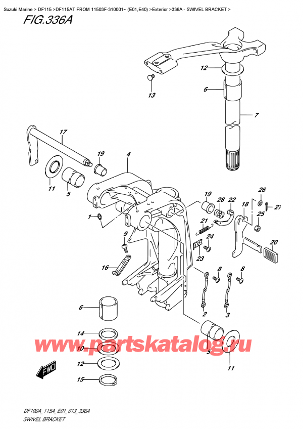   ,  , Suzuki DF115A TL / TX FROM 11503F-310001~ (E01)  2013 , Swivel Bracket -  