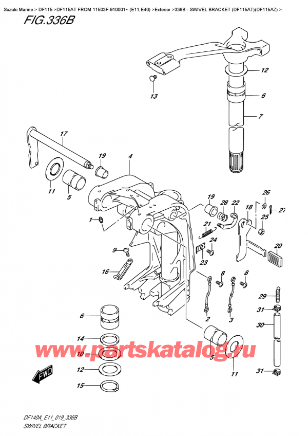  ,   , Suzuki DF115A TL / TX FROM 11503F-910001~ (E11), Swivel Bracket  (Df115At)(Df115Az)