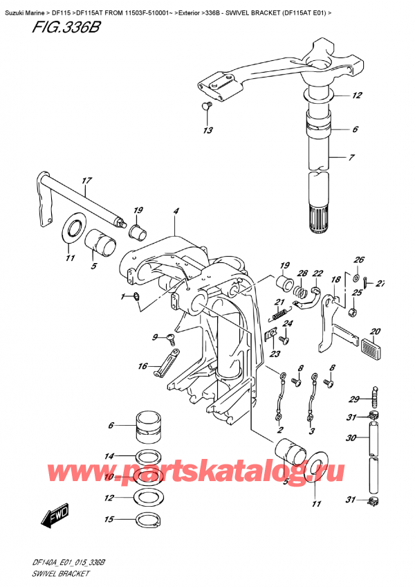   ,   , Suzuki DF115A TL FROM 11503F-510001~ (E01)  2015 ,   (Df115At E01) - Swivel  Bracket (Df115At  E01)