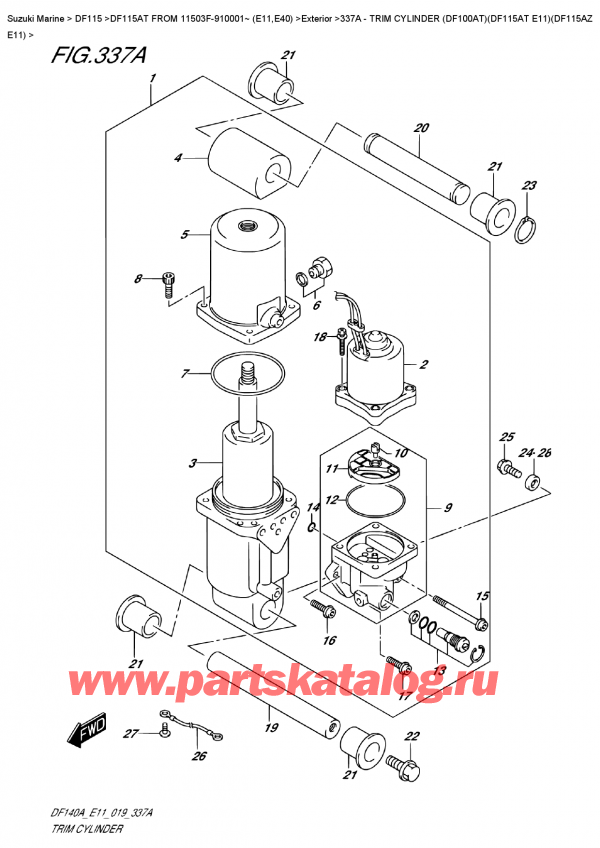  ,   , Suzuki DF115A TL / TX FROM 11503F-910001~ (E11)  2019 , Trim Cylinder  (Df100At)(Df115At  E11)(Df115Az  E11)