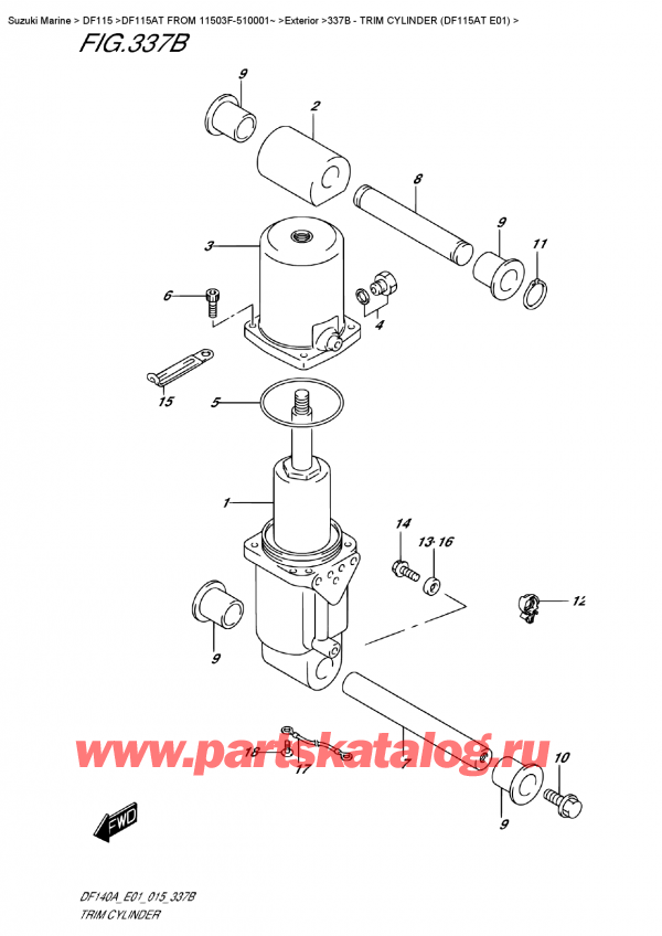   ,   , Suzuki DF115A TL FROM 11503F-510001~ (E01), Trim  Cylinder (Df115At  E01) /   (Df115At E01)