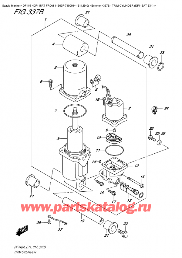   ,    , SUZUKI DF115A TL / TX FROM 11503F-710001~ (E11),   (Df115At E11) - Trim Cylinder  (Df115At  E11)