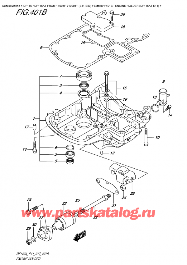  ,   ,  DF115A TL / TX FROM 11503F-710001~ (E11)  2017 , Engine Holder  (Df115At  E11) -   (Df115At E11)