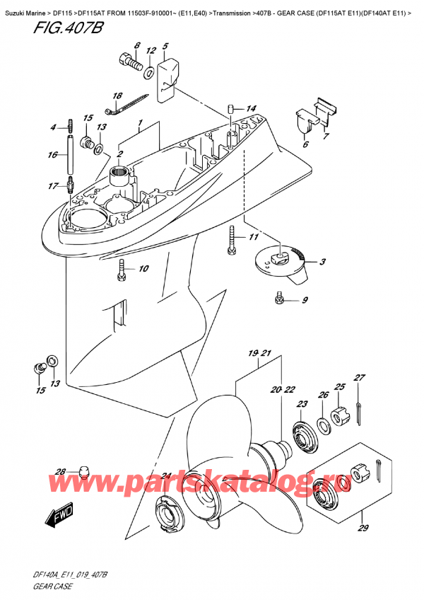 ,  , SUZUKI DF115A TL / TX FROM 11503F-910001~ (E11), Gear Case (Df115At      E11)(Df140At  E11)