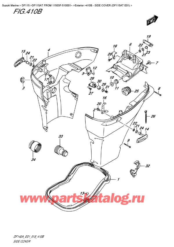 ,   , Suzuki DF115A TL FROM 11503F-510001~ (E01)  2015 , Side  Cover  (Df115At  E01)