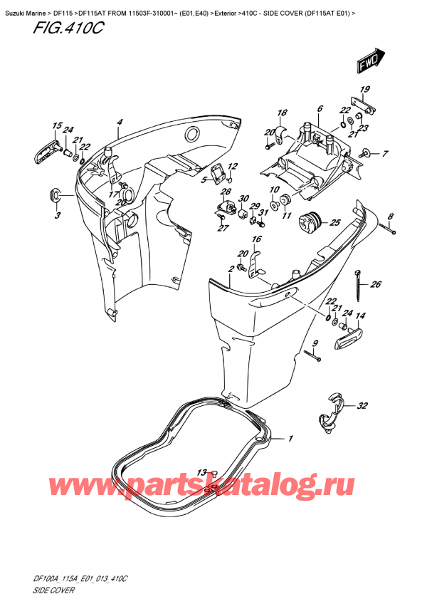 ,   , SUZUKI DF115A TL / TX FROM 11503F-310001~ (E01), Side Cover  (Df115At  E01)