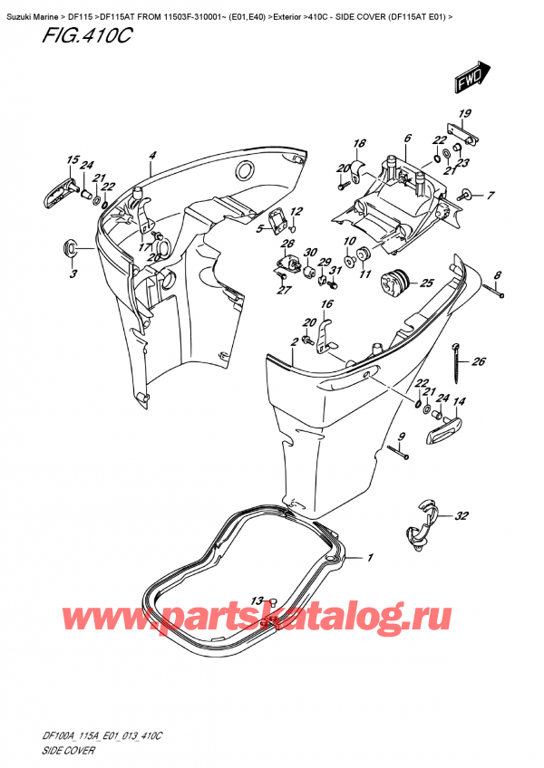  ,   , SUZUKI DF115A TL / TX FROM 11503F-310001~ (E01), Side Cover  (Df115At  E01)