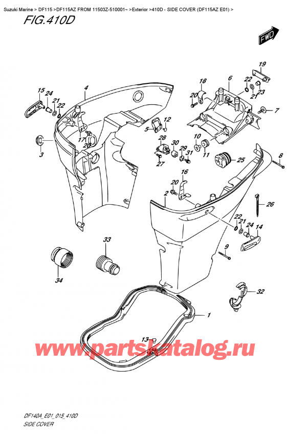   ,   , Suzuki DF115A ZL / ZX FROM 11503Z-510001~    , Side  Cover  (Df115Az  E01)