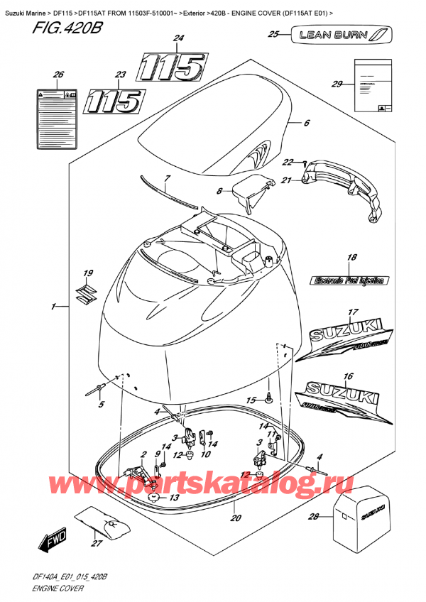 �������������, �� ���������, Suzuki DF115A TL FROM 11503F-510001~ (E01), Engine  Cover (Df115At  E01)