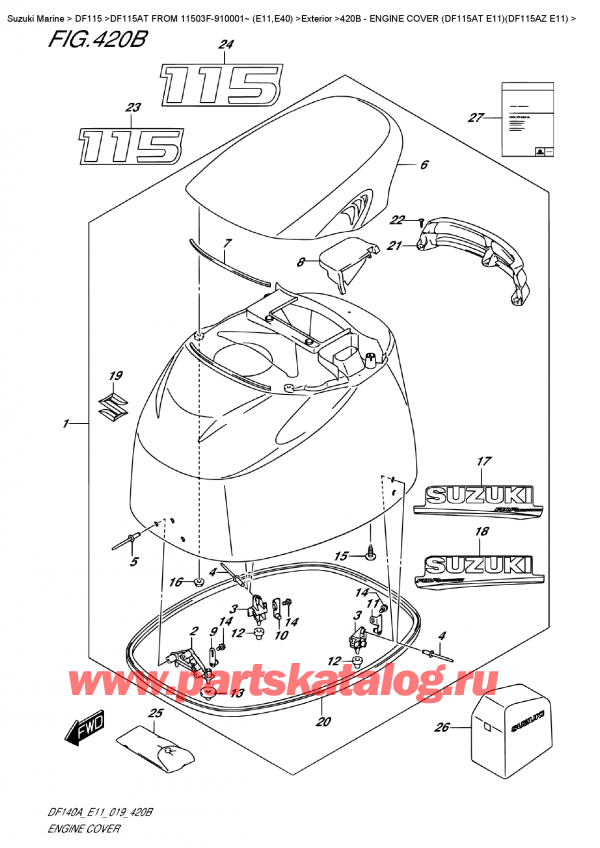 ������ ��������, �� ��������� ���������, Suzuki DF115A TL / TX FROM 11503F-910001~ (E11), ������ ��������� (�����) (Df115At E11) (Df115Az E11)