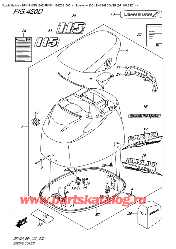 ,   , Suzuki DF115A ZL / ZX FROM 11503Z-510001~    , Engine  Cover (Df115Az  E01)