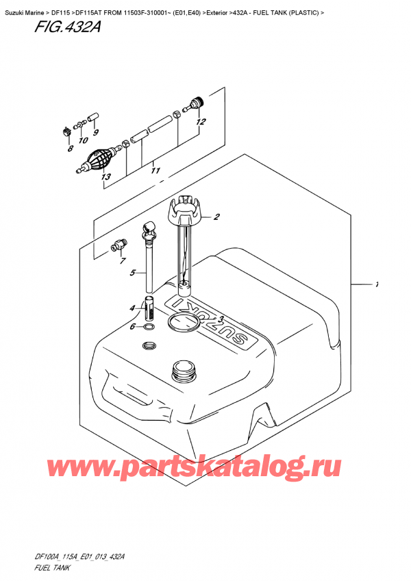 ,   , Suzuki DF115A TL / TX FROM 11503F-310001~ (E01),   () / Fuel Tank  (Plastic)