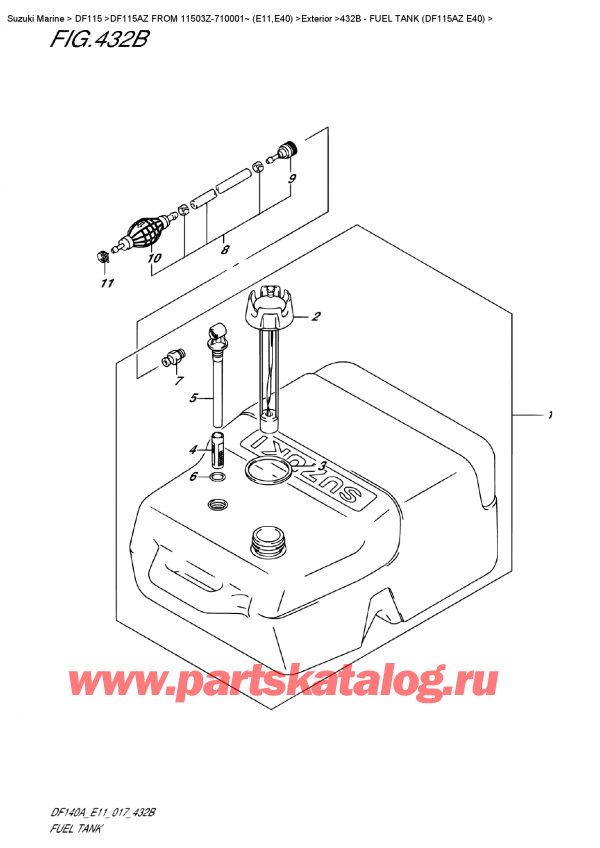  ,   , Suzuki DF115A ZL / ZX FROM 11503Z-710001~ (E11),   (Df115Az E40) - Fuel Tank  (Df115Az  E40)