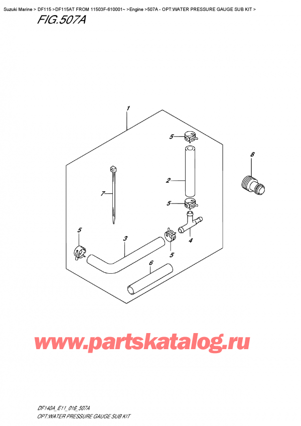   ,   , Suzuki DF115AT L/X FROM 11503F-610001~ (E11)  2016 , Opt:water  Pressure    Gauge  Sub  Kit