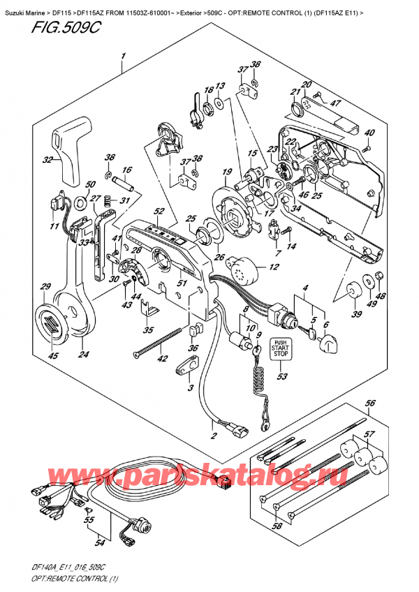  ,   , Suzuki DF115A ZL / ZX   FROM 11503Z-610001~   2016 , :   (1) (Df115Az E11) - Opt:remote  Control  (1)  (Df115Az  E11)