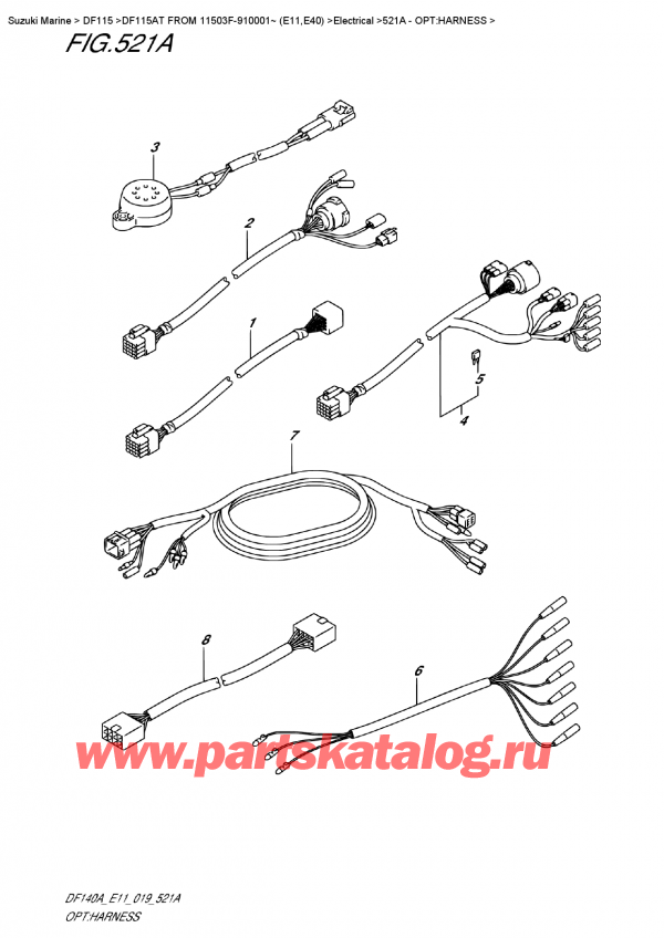 ,   , Suzuki DF115A TL / TX FROM 11503F-910001~ (E11)  2019 , Opt:harness