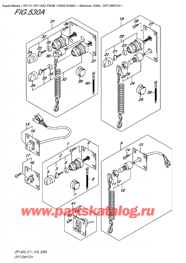  ,   , Suzuki DF115A ZL / ZX   FROM 11503Z-610001~   2016 , Opt:switch