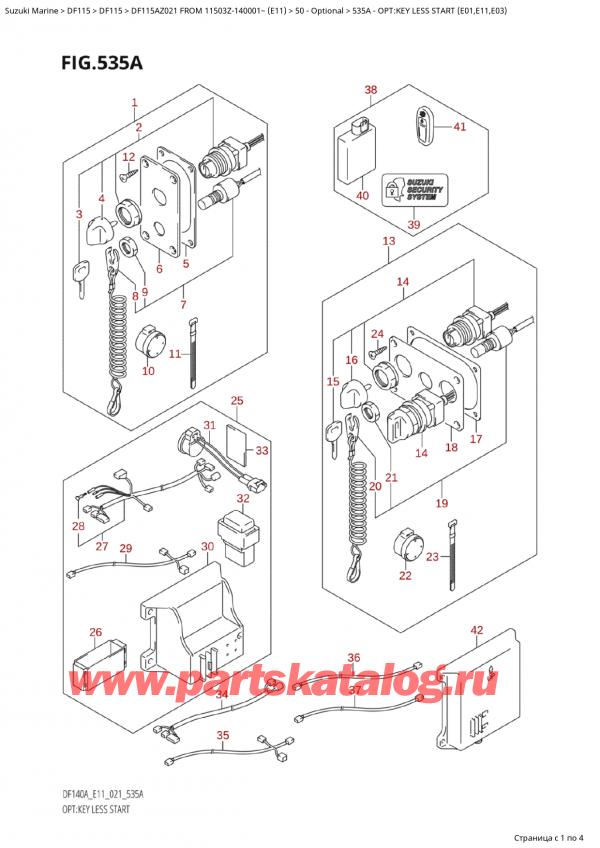  ,  , Suzuki Suzuki DF115A ZL / ZX FROM 11503Z-140001~  (E11 021)  2021 , :  Less Start (E01, E11, E03)