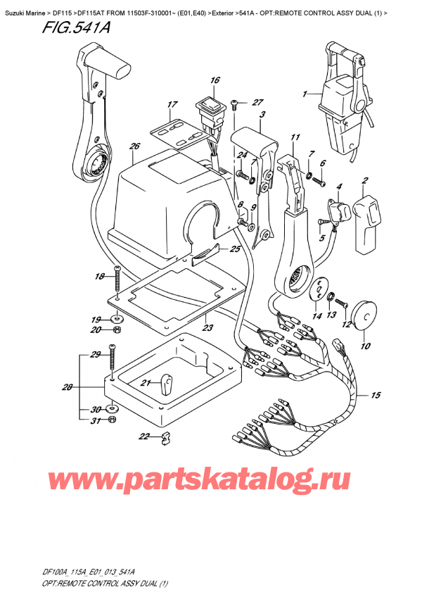  , , Suzuki DF115A TL / TX FROM 11503F-310001~ (E01)  2013 , Opt:remote  Control  Assy  Dual  (1) - :     Dual (1)