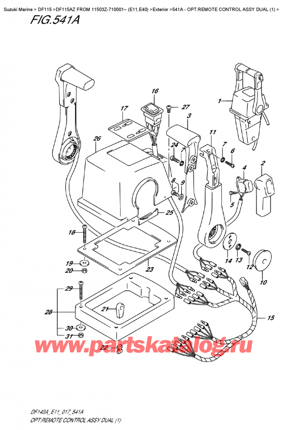  ,    , Suzuki DF115A ZL / ZX FROM 11503Z-710001~ (E11), Opt:remote  Control  Assy  Dual  (1)