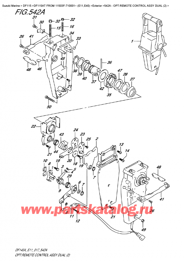   ,  , Suzuki DF115A TL / TX FROM 11503F-710001~ (E11)  2017 , :     Dual (2) - Opt:remote  Control  Assy  Dual  (2)