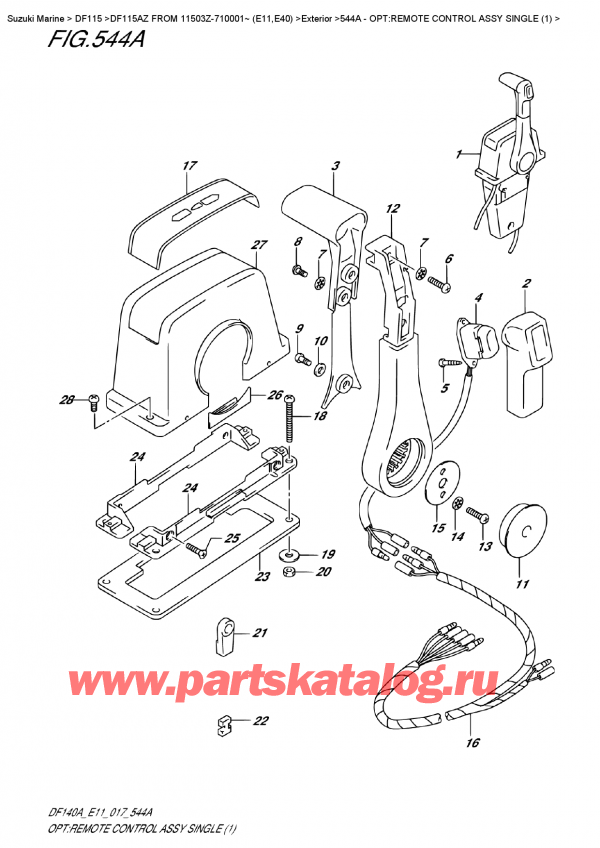  ,   , Suzuki DF115A ZL / ZX FROM 11503Z-710001~ (E11), Opt:remote  Control  Assy  Single  (1)