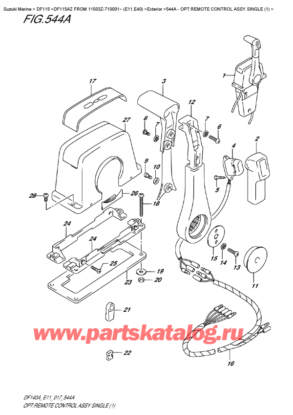 ,   , Suzuki DF115A ZL / ZX FROM 11503Z-710001~ (E11), Opt:remote  Control  Assy  Single  (1)