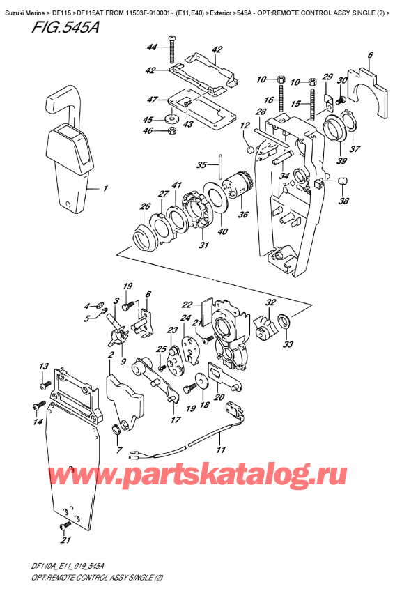 ������������ ��������, �� ��������� ���������, Suzuki DF115A TL / TX FROM 11503F-910001~ (E11), ������������� ���������� � �����, ��������� (2) - Opt:remote  Control  Assy  Single  (2)