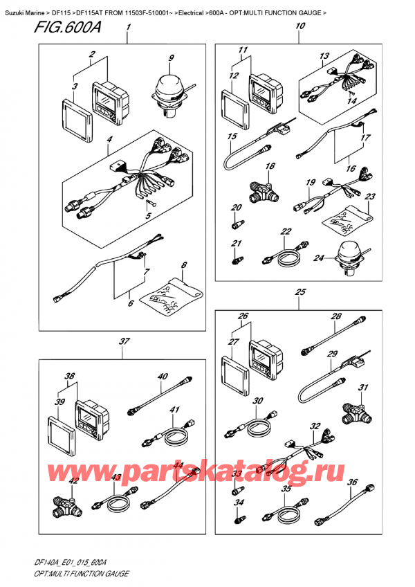  ,   , Suzuki DF115A TL FROM 11503F-510001~ (E01)  2015 , : multi Function Gauge / Opt:multi  Function  Gauge