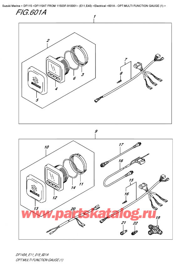 ����� ��������, �� ���������, Suzuki DF115A TL / TX FROM 11503F-910001~ (E11) ������ 2019 ����, Opt:multi  Function  Gauge  (1)