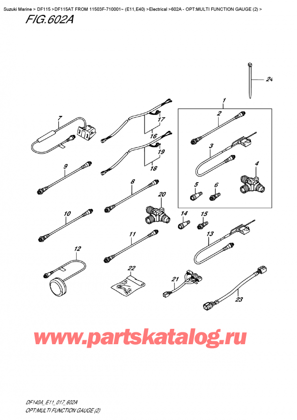 ������������ ��������, �� �������� �����, Suzuki DF115A TL / TX FROM 11503F-710001~ (E11) ������ 2017 ����, �����: multi Function Gauge (2) - Opt:multi  Function  Gauge  (2)