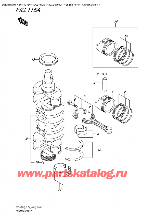  ,    , Suzuki DF140A ZL / ZX FROM 14003Z-610001~ (E11), Crankshaft / 