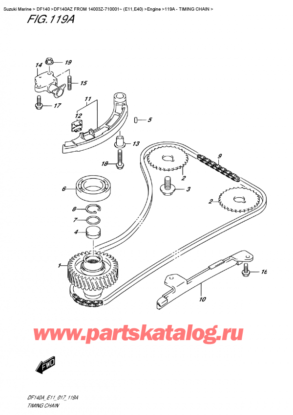   ,   , Suzuki DF140A ZL / ZX FROM 14003Z-710001~ (E11)  2017 , Timing Chain /  