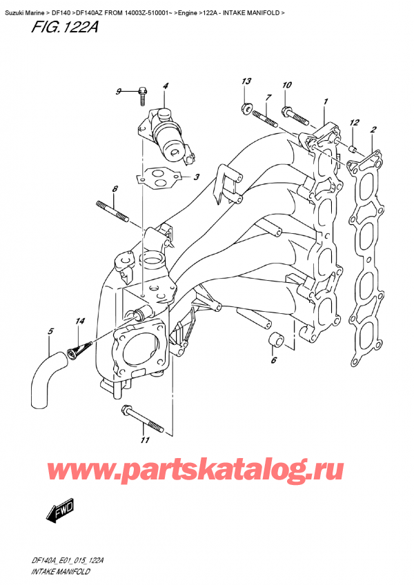 , , SUZUKI DF140A ZL / ZX FROM 14003Z-510001~   2015 ,   - Intake  Manifold