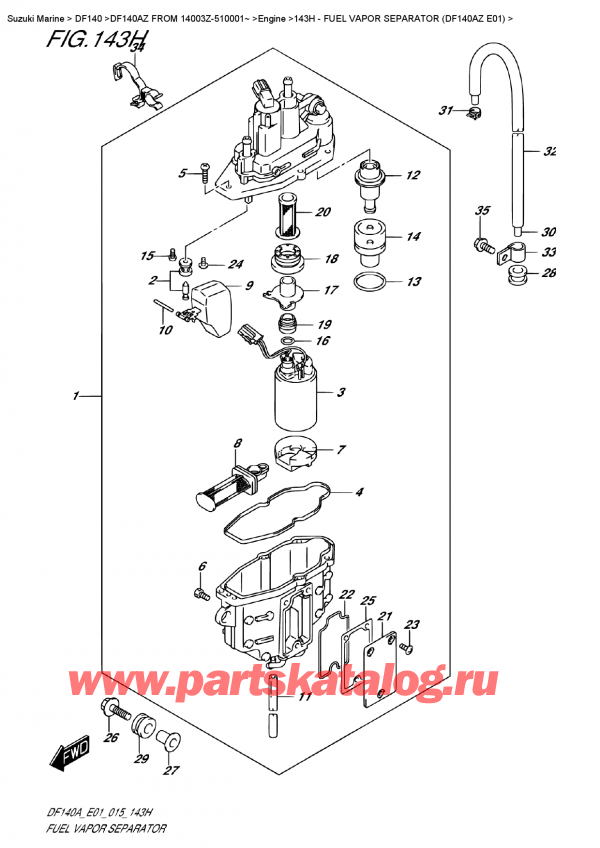  ,  ,  DF140A ZL / ZX FROM 14003Z-510001~ , Fuel  Vapor  Separator  (Df140Az  E01) /    (Df140Az E01)