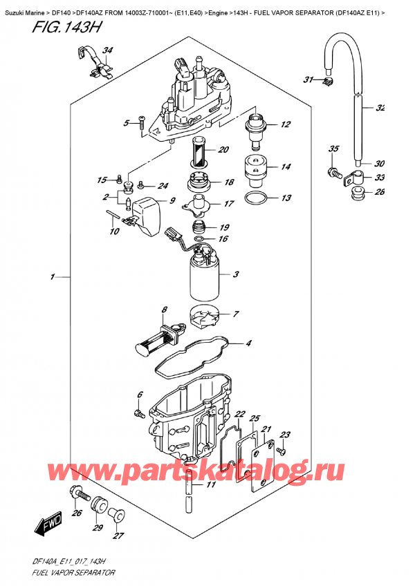  ,    , Suzuki DF140A ZL / ZX FROM 14003Z-710001~ (E11)  2017 ,    (Df140Az E11) / Fuel Vapor  Separator  (Df140Az  E11)