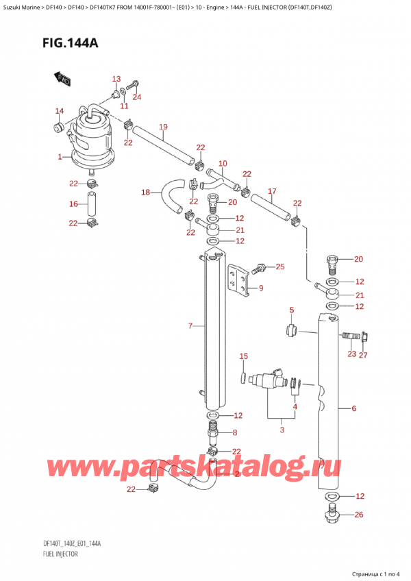  ,   , Suzuki Suzuki DF140TK7 TX / TXX FROM 14001F-780001~ (E01) - 2007, Fuel Injector (Df140T,Df140Z) -   (Df140T, Df140Z)