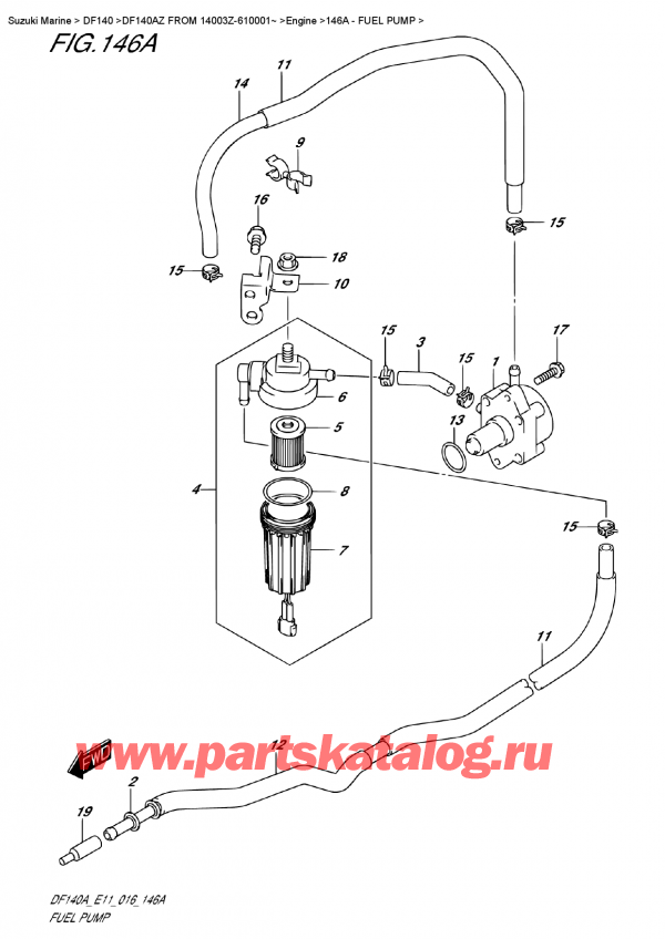 ��������� ��������, �� �������� ��������� �����, Suzuki DF140A ZL / ZX FROM 14003Z-610001~ (E11), Fuel  Pump - ��������� �����