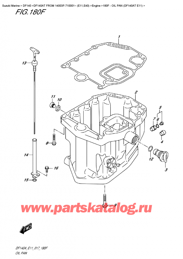 ,   , Suzuki DF140A TL/TX FROM 14003F-710001~ (E11),   (Df140At E11) / Oil  Pan (Df140At  E11)
