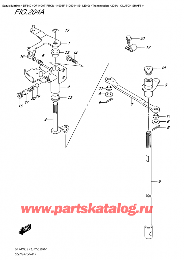 ����� ��������, �� �������� �����, Suzuki DF140A TL/TX FROM 14003F-710001~ (E11), ��������� ��� - Clutch Shaft